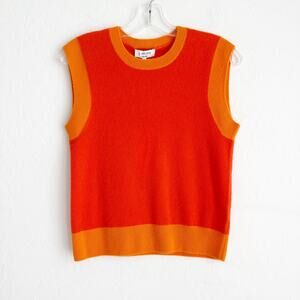 J. Society Cashmere Tipped Sweater Vest Orange/Tangerine XS Quietluxury Coastal
